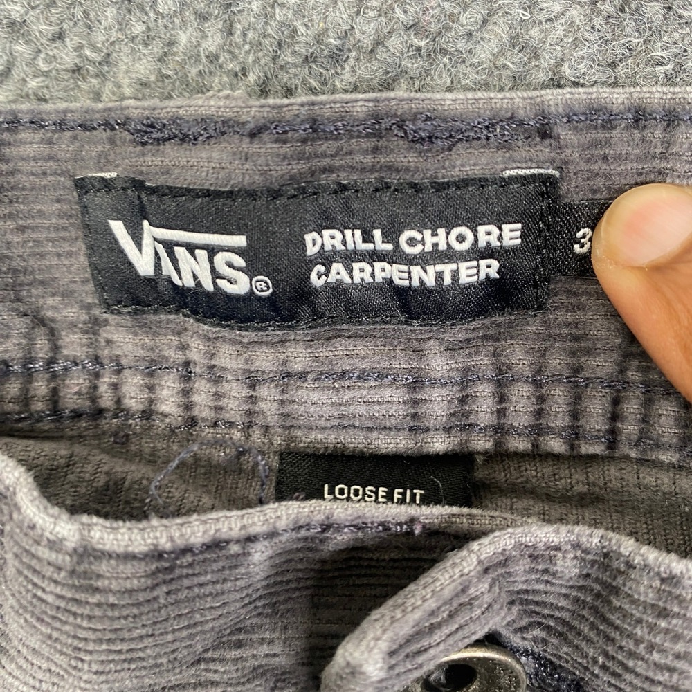 Vans Drill Chore Carpenter Pants Mens 30 Gray Corduroy Loose Fit Workwear Skater - Picture 4 of 11